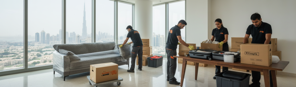 Affordable movers in Dubai where a professional movers packing home furniture